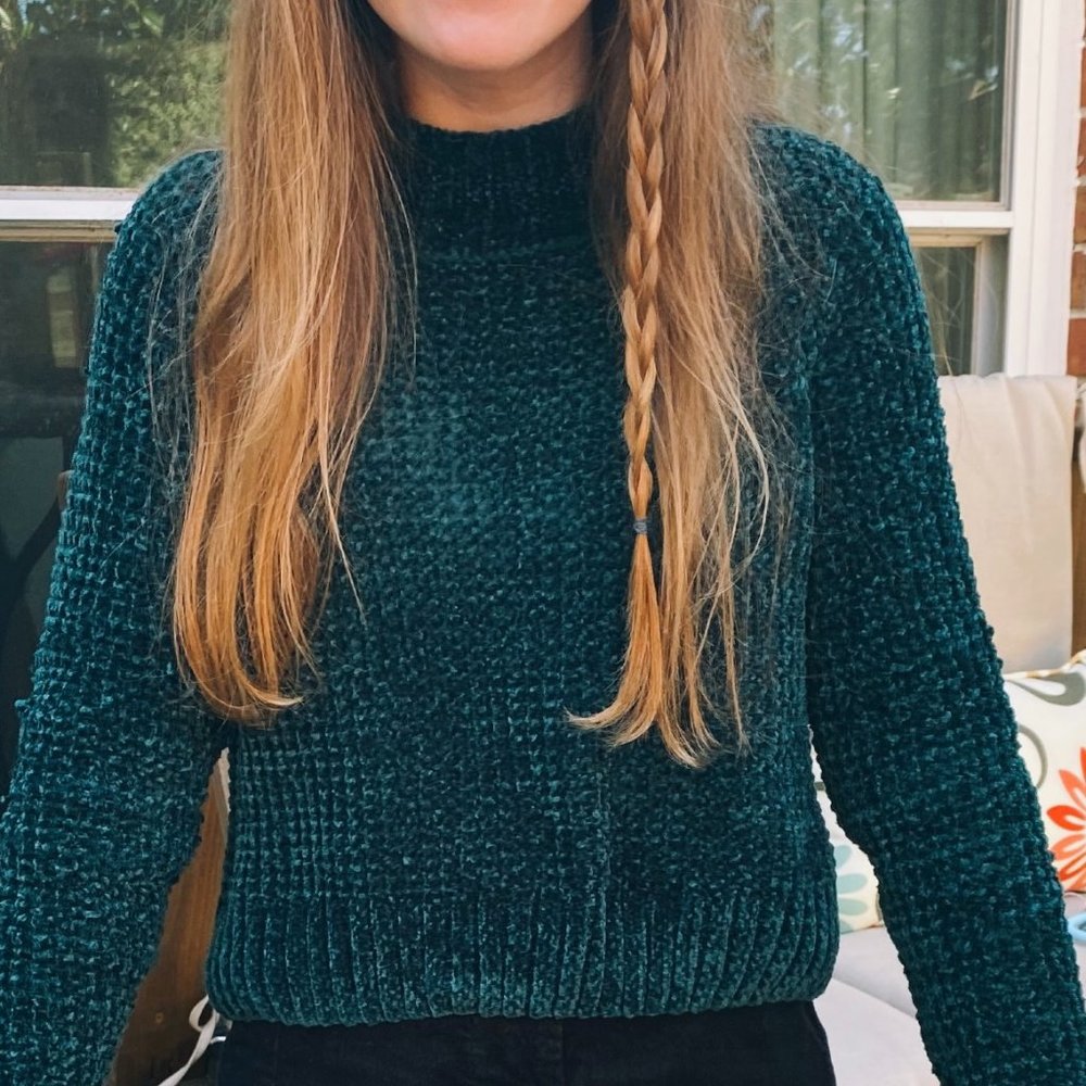 Emerald Chenille Cropped Sweater